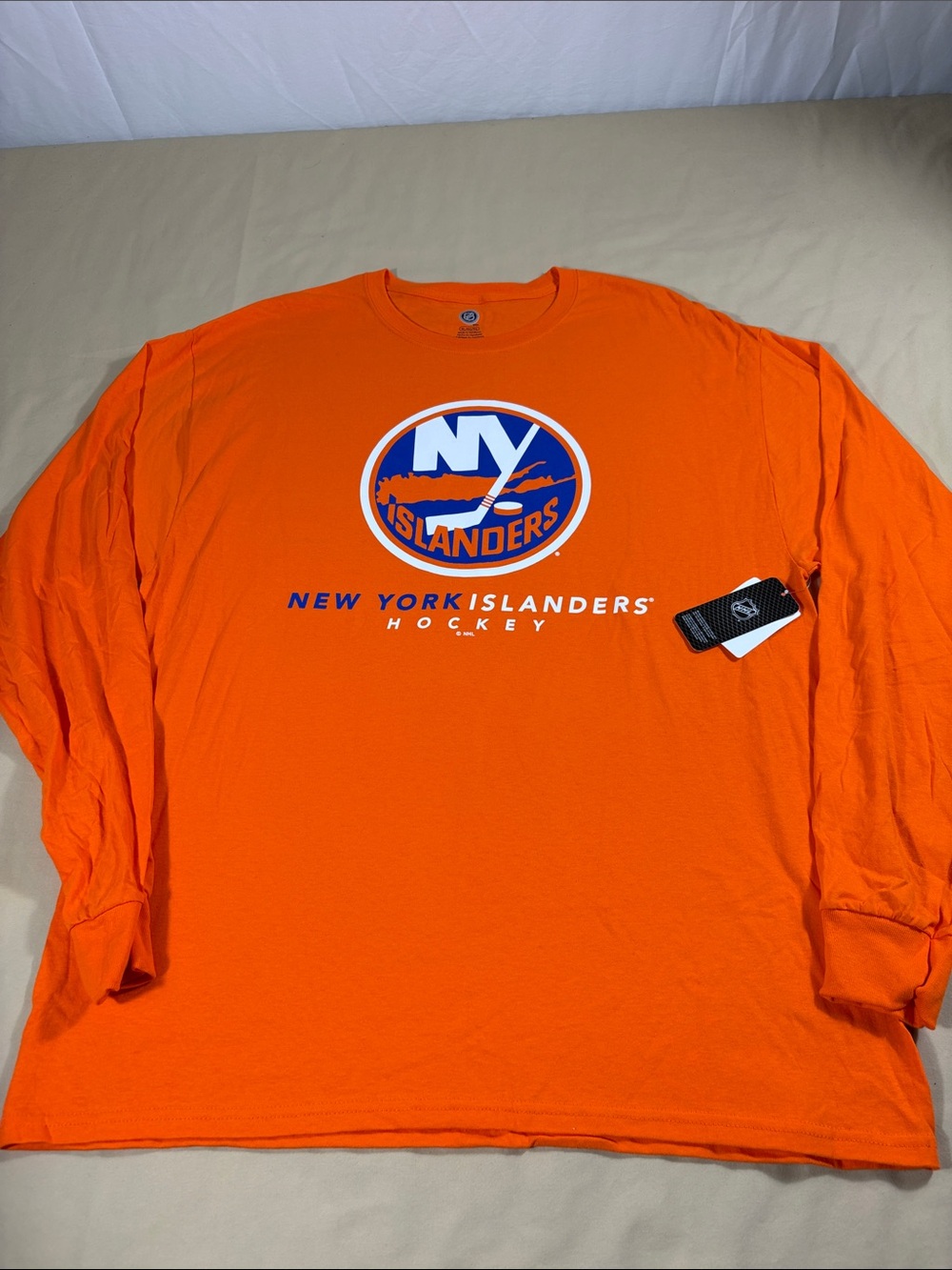 New York Islanders NHL Orange Long Sleeve Graphic Tee Shirt Men's XL NWT